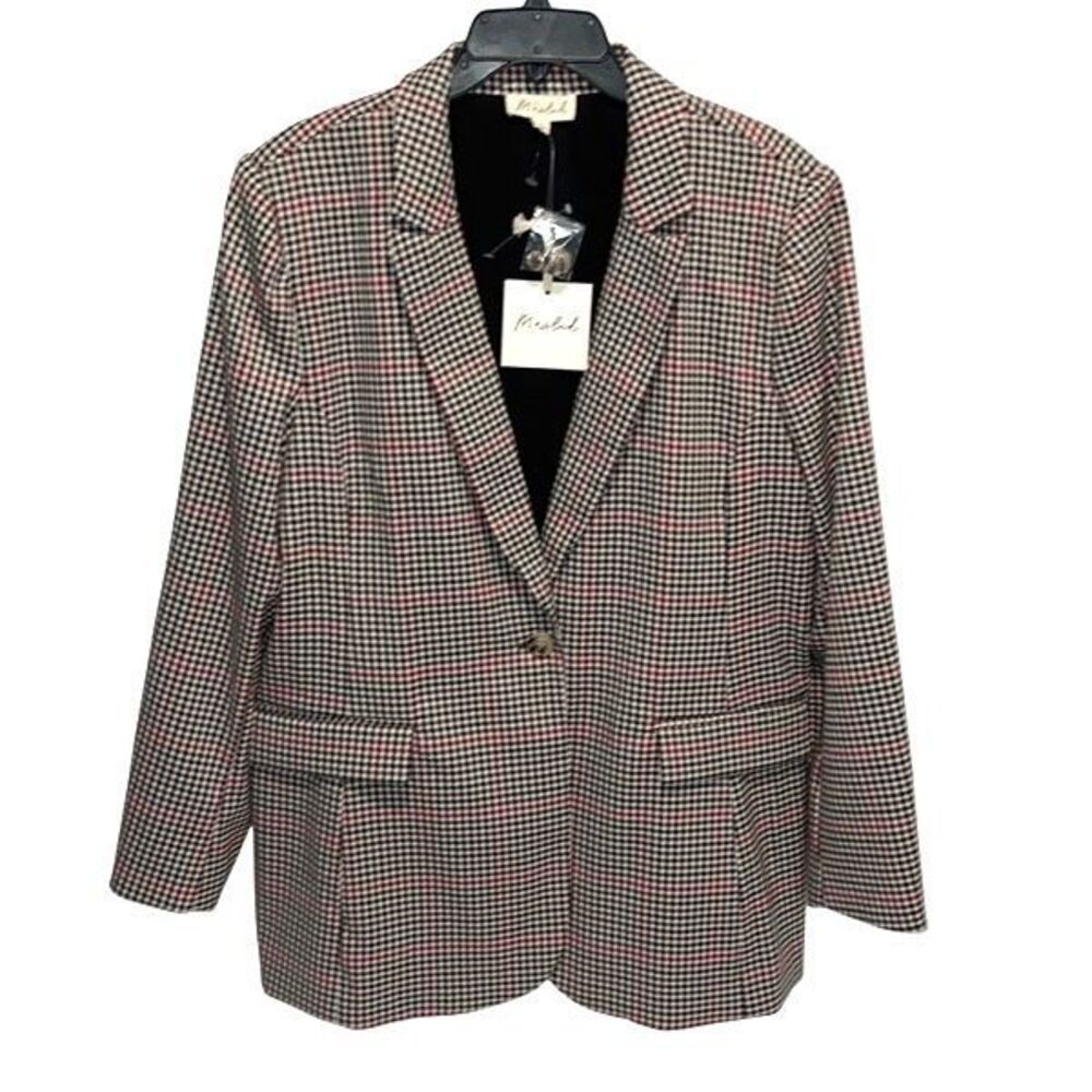 Marled Womens Notched Lapel One Button Lined‎ Blazer Jacket Multicolor XL NWT